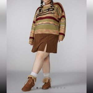 CIDER Brown Corduroy Hugh Waist Split Skort Size 0XL Curve/Plus. Brand New!